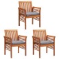 vidaXL Sillas de comedor jardín 3 uds con cojines madera maciza acacia