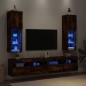 vidaXL Muebles de TV con luces LED 2 uds roble ahumado 30,5x30x102 cm