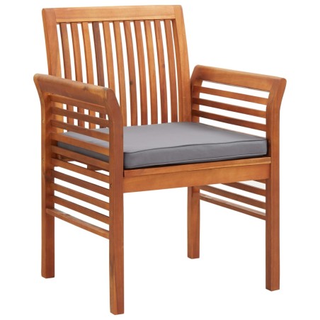 vidaXL Sillas de comedor jardín 3 uds con cojines madera maciza acacia