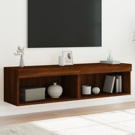 vidaXL Muebles de TV con luces LED 2 uds marrón oble 60x30x30 cm