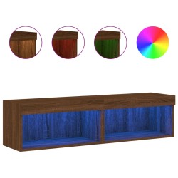 vidaXL Muebles de TV con luces LED 2 uds marrón oble 60x30x30 cm