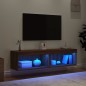vidaXL Muebles de TV con luces LED 2 uds marrón oble 60x30x30 cm