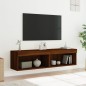vidaXL Muebles de TV con luces LED 2 uds marrón oble 60x30x30 cm