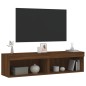 vidaXL Muebles de TV con luces LED 2 uds marrón oble 60x30x30 cm