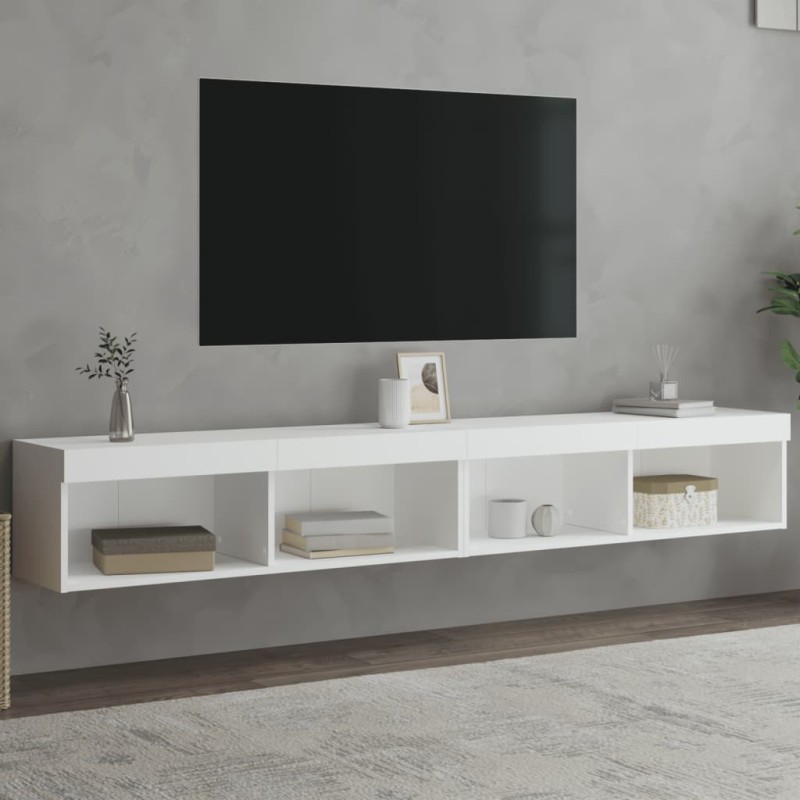 vidaXL Muebles de TV con luces LED 2 uds blanco 100x30x30 cm vidaXL Muebles de TV con luces LED 2 uds blanco 100x30x30 cm