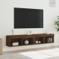vidaXL Muebles de TV con luces LED 2 uds marrón roble 80x30x30 cm vidaXL Muebles de TV con luces LED 2 uds marrón roble 80x30x30 cm