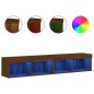 vidaXL Muebles de TV con luces LED 2 uds marrón roble 80x30x30 cm vidaXL Muebles de TV con luces LED 2 uds marrón roble 80x30x30 cm