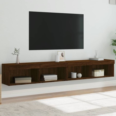 vidaXL Muebles de TV con luces LED 2 uds marrón roble 100x30x30 cm