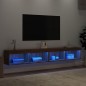 vidaXL Muebles de TV con luces LED 2 uds marrón roble 100x30x30 cm vidaXL Muebles de TV con luces LED 2 uds marrón roble 100x30x30 cm