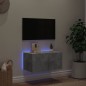 vidaXL Mueble de TV de pared con luces LED gris hormigón 60x35x31 cm