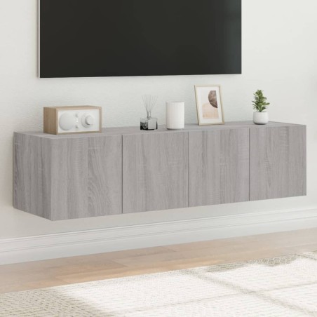 vidaXL Muebles TV de pared con luces LED 2 uds gris Sonoma 60x35x31 cm