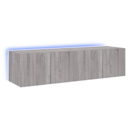 vidaXL Muebles TV de pared con luces LED 2 uds gris Sonoma 60x35x31 cm