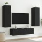 vidaXL Muebles de TV de pared con luces LED 2 uds negro 80x35x31 cm