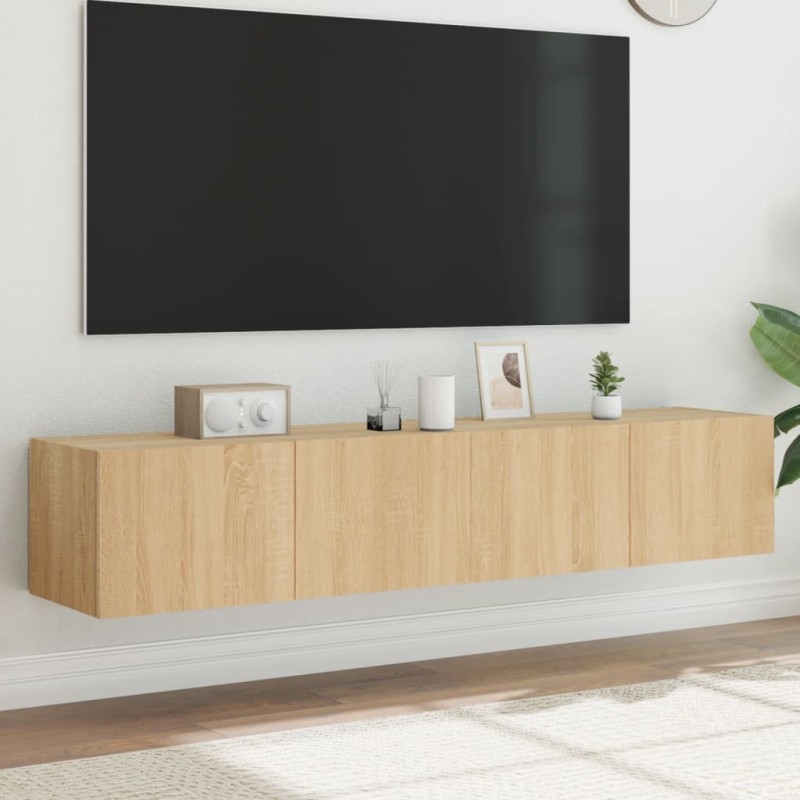 vidaXL Muebles de TV de pared luces LED 2 uds roble Sonoma 80x35x31 cm vidaXL Muebles de TV de pared luces LED 2 uds roble Sonoma 80x35x31 cm