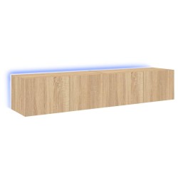 vidaXL Muebles de TV de pared luces LED 2 uds roble Sonoma 80x35x31 cm