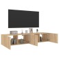 vidaXL Muebles de TV de pared luces LED 2 uds roble Sonoma 80x35x31 cm vidaXL Muebles de TV de pared luces LED 2 uds roble Sonoma 80x35x31 cm