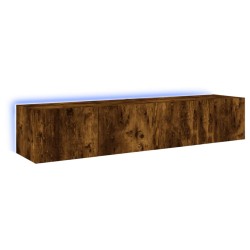 vidaXL Muebles TV de pared luces LED 2 uds roble ahumado 80x35x31 cm
