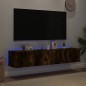 vidaXL Muebles TV de pared luces LED 2 uds roble ahumado 80x35x31 cm