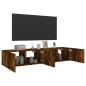 vidaXL Muebles TV de pared luces LED 2 uds roble ahumado 80x35x31 cm