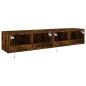 vidaXL Muebles TV de pared luces LED 2 uds roble ahumado 80x35x31 cm