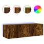 vidaXL Mueble de TV de pared con luces LED roble ahumado 100x35x31 cm vidaXL Mueble de TV de pared con luces LED roble ahumado 100x35x31 cm