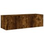 vidaXL Mueble de TV de pared con luces LED roble ahumado 100x35x31 cm vidaXL Mueble de TV de pared con luces LED roble ahumado 100x35x31 cm