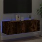 vidaXL Mueble de TV de pared con luces LED roble ahumado 100x35x31 cm vidaXL Mueble de TV de pared con luces LED roble ahumado 100x35x31 cm