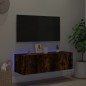 vidaXL Mueble de TV de pared con luces LED roble ahumado 100x35x31 cm vidaXL Mueble de TV de pared con luces LED roble ahumado 100x35x31 cm