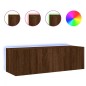 vidaXL Mueble de TV de pared con luces LED marrón roble 100x35x31 cm