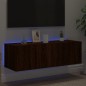 vidaXL Mueble de TV de pared con luces LED marrón roble 100x35x31 cm