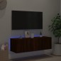 vidaXL Mueble de TV de pared con luces LED marrón roble 100x35x31 cm