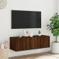 vidaXL Mueble de TV de pared con luces LED marrón roble 100x35x31 cm