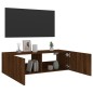 vidaXL Mueble de TV de pared con luces LED marrón roble 100x35x31 cm