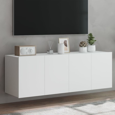 vidaXL Muebles de TV de pared con luces LED 2 uds blanco 60x35x41 cm