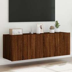 vidaXL Muebles TV de pared luces LED 2 uds marrón roble 60x35x41 cm