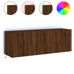 vidaXL Muebles TV de pared luces LED 2 uds marrón roble 60x35x41 cm