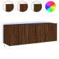 vidaXL Muebles TV de pared luces LED 2 uds marrón roble 60x35x41 cm