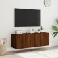 vidaXL Muebles TV de pared luces LED 2 uds marrón roble 60x35x41 cm
