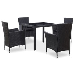 vidaXL Juego de comedor de jardín 5 piezas ratán sintético negro