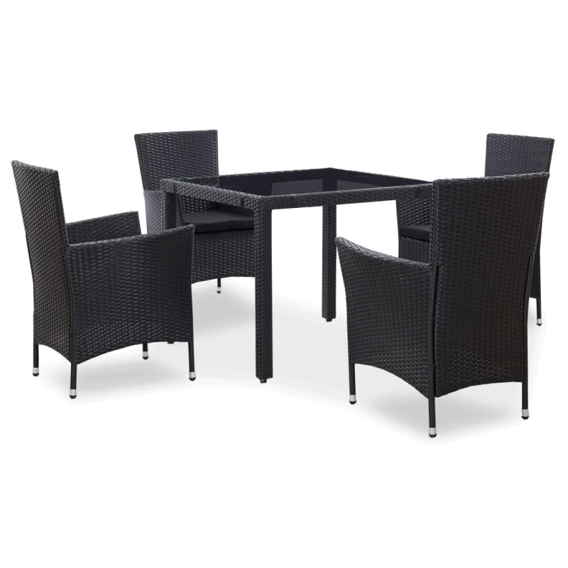 vidaXL Juego de comedor de jardín 5 piezas ratán sintético negro