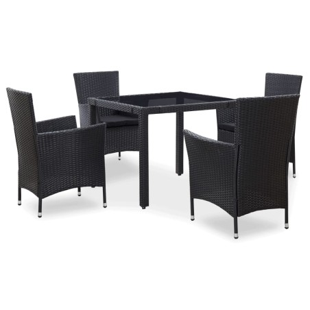 vidaXL Juego de comedor de jardín 5 piezas ratán sintético negro