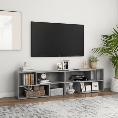 vidaXL Mueble de TV madera contrachapada gris hormigón 149x30x52 cm