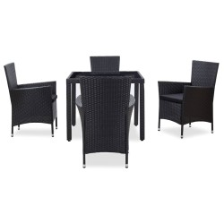vidaXL Juego de comedor de jardín 5 piezas ratán sintético negro