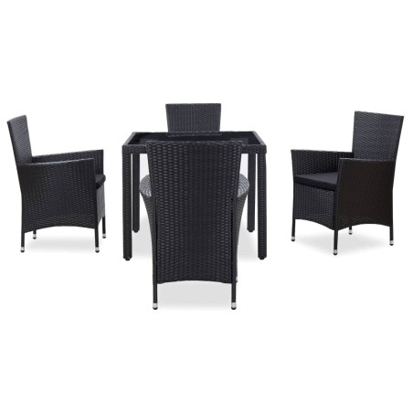 vidaXL Juego de comedor de jardín 5 piezas ratán sintético negro