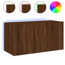 vidaXL Mueble de TV de pared con luces LED marrón roble 80x35x41 cm