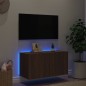 vidaXL Mueble de TV de pared con luces LED marrón roble 80x35x41 cm vidaXL Mueble de TV de pared con luces LED marrón roble 80x35x41 cm