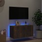 vidaXL Mueble de TV de pared con luces LED roble ahumado 80x35x41 cm