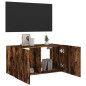 vidaXL Mueble de TV de pared con luces LED roble ahumado 80x35x41 cm