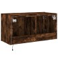 vidaXL Mueble de TV de pared con luces LED roble ahumado 80x35x41 cm