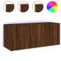 vidaXL Mueble de TV de pared con luces LED marrón roble 100x35x41 cm